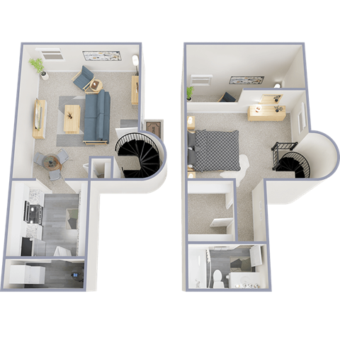 Floor plan for 1 bed, 1 bath, 694 sqft